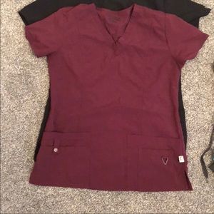 Wine & black colored scrub top